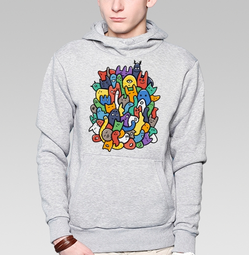 Фотография футболки Весёлое собрание мультяшных монстров doodle art