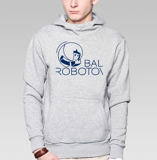 Фотография футболки Ретро робот парит в синем с красным Bal Robotov