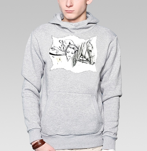 Фотография футболки Графический арт-принт с лошадью и девушкой